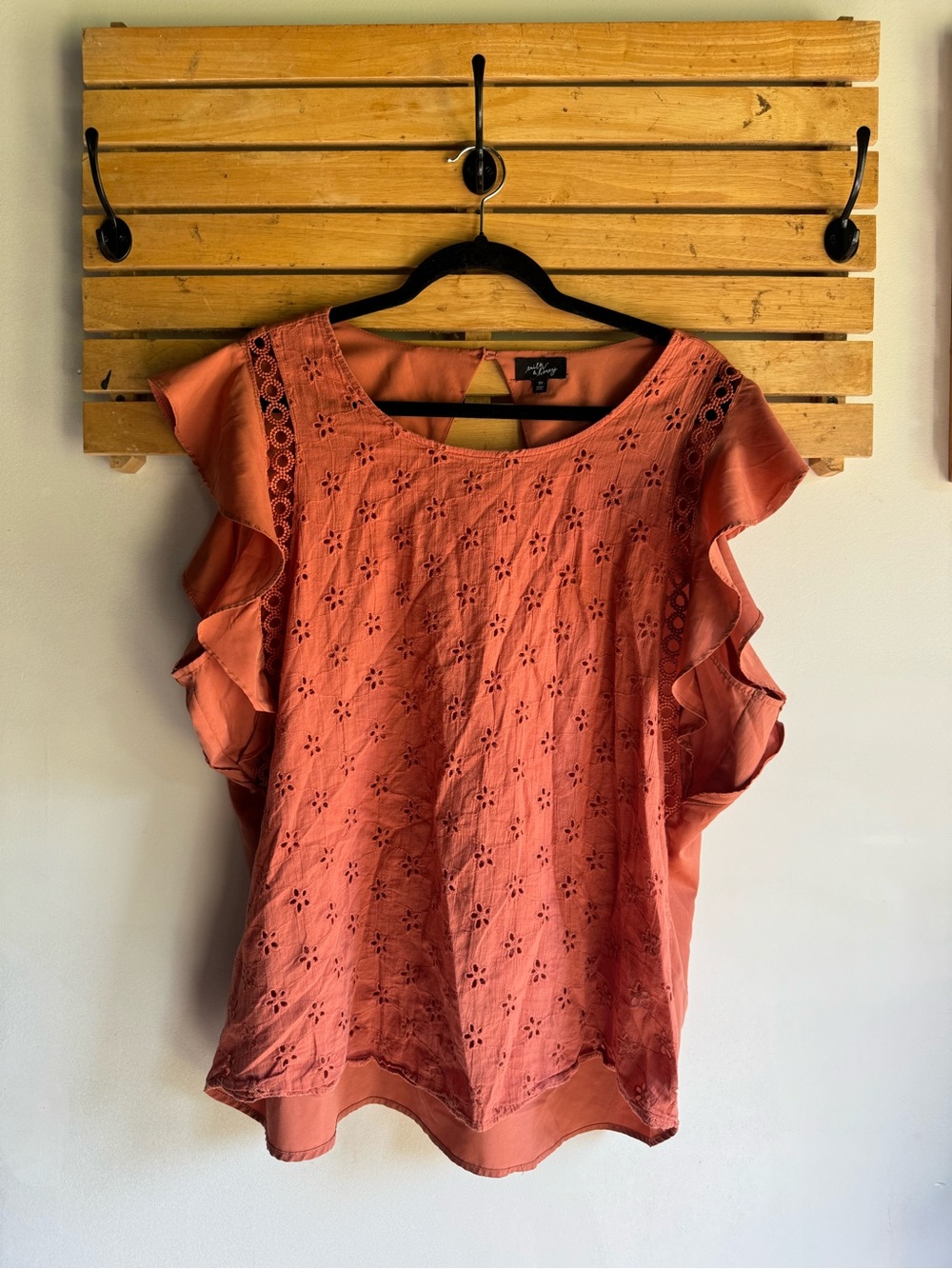 💗5 for $25💗 Milk & Honey Rust Eyelet Ruffle-Sleeve Blouse